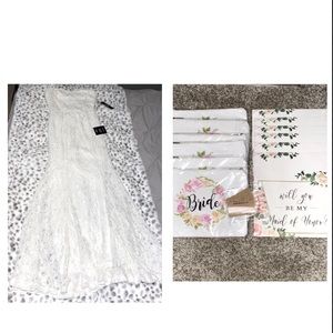 Bridal bundle strapless dress and bridesmaid asking gifts
